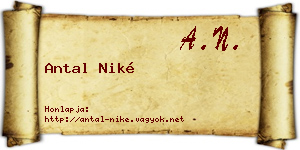 Antal Niké névjegykártya